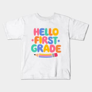 Hello First Grade Girls Boys Teacher First Day Of Shool Kids T-Shirt